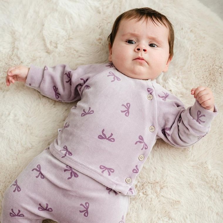 Kaftanik dziewczęcy, welurowy, fioletowy, Eevi