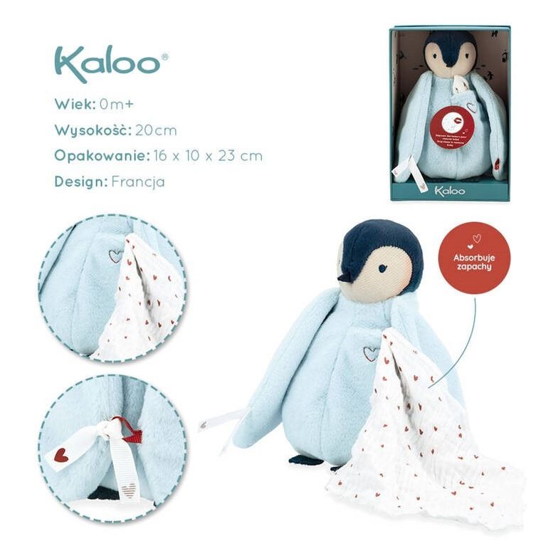 Kaloo, Complices, pingwinek, maskotka z muślinową chusteczką absorbującą zapach, 20 cm