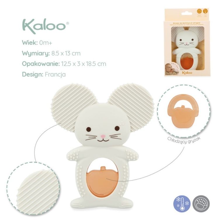 Kaloo, Grignoti, Myszka, gryzak chłodzący, silikonowy