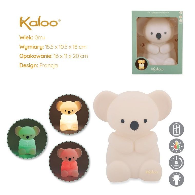 Kaloo, Petit Songe, Koala, silikonowa lampka nocna, USB, 18 cm