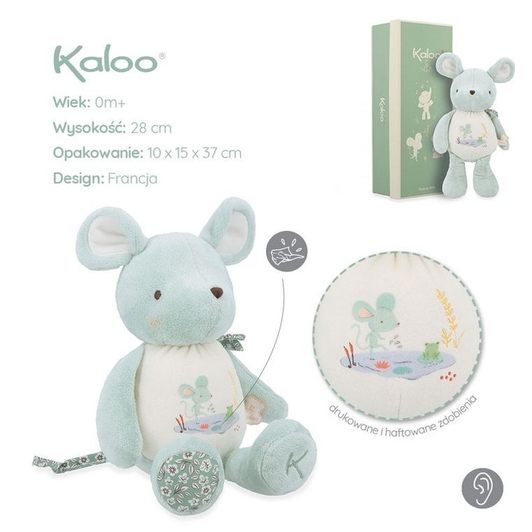 Kaloo, Petites Chansons, Myszka, maskotka z dzwoneczkiem w pudełku, 28 cm
