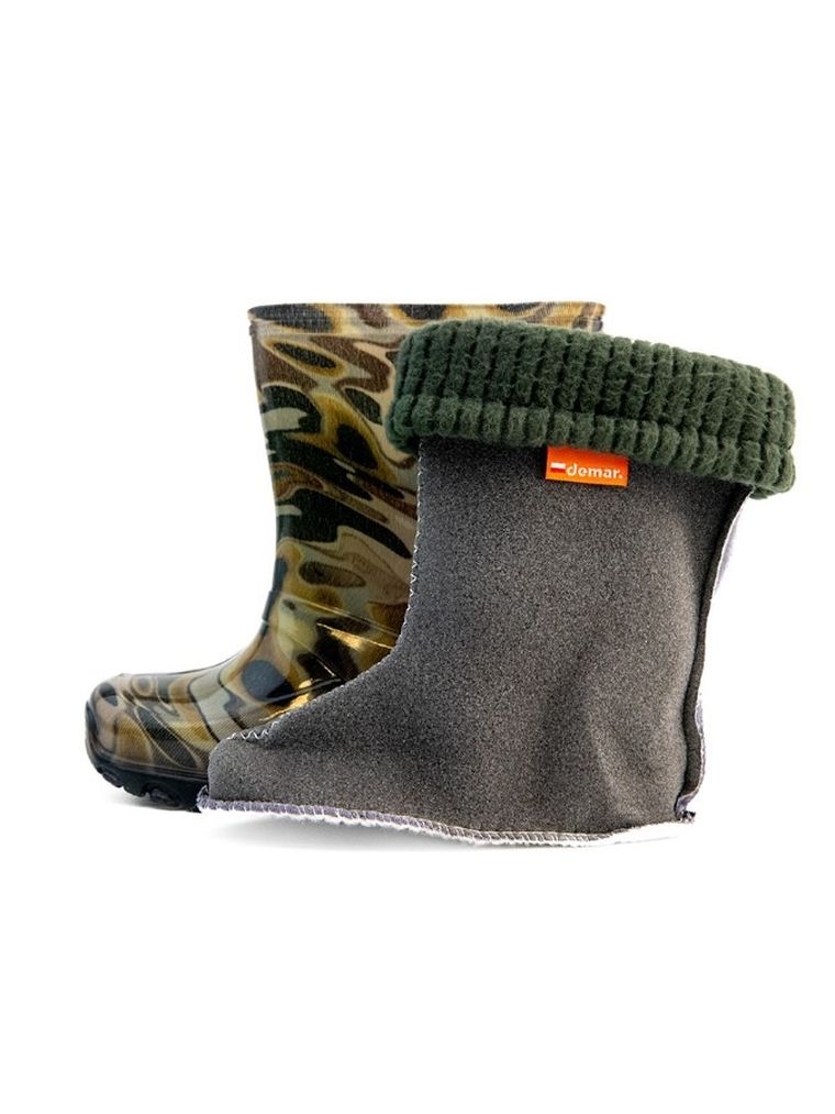 Kalosze chłopięce, ocieplane, brązowe, Stormer Lux Print, Demar