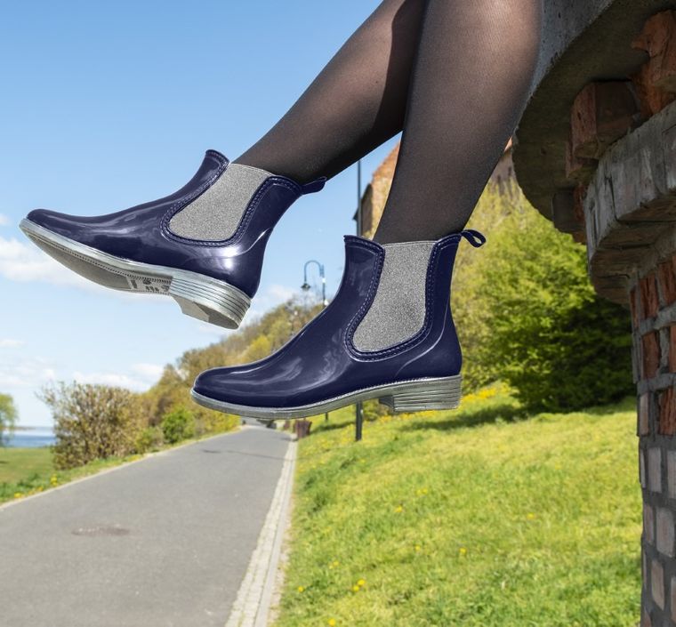 Kalosze damskie, granatowe, Alfa, ToTie