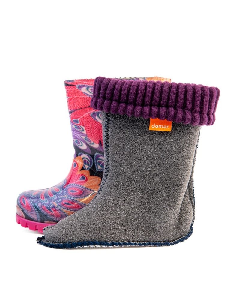 Kalosze dziewczęce, ocieplane, mix, Twister Lux Print, Demar