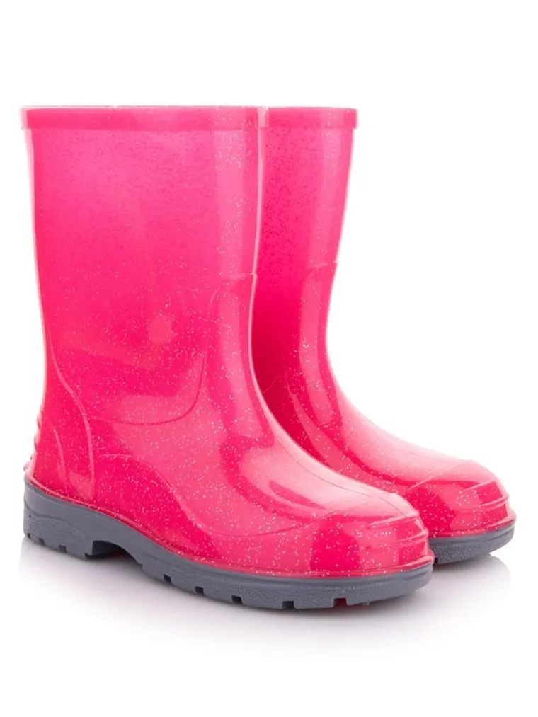 Kalosze dziewczęce, różowe, brokatowe, Elza, Lemigo