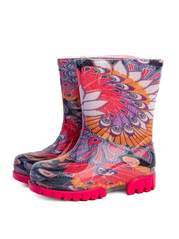 Kalosze dziewczęce, różowo-czarne, Demar