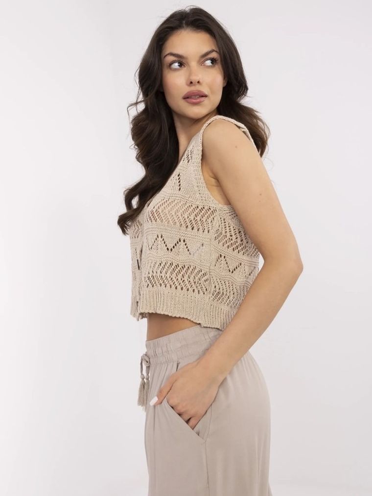 Kamiezelka damska, beżowa, Sublevel