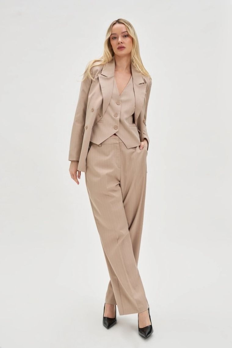 Kamizelka damska, beżowa, Moodo