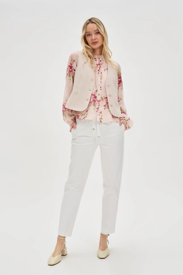 Kamizelka damska, beżowa, Moodo