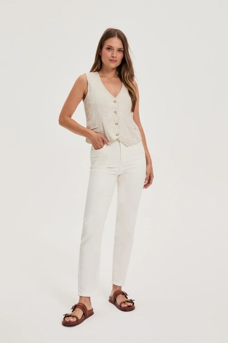 Kamizelka damska, beżowa, Moodo