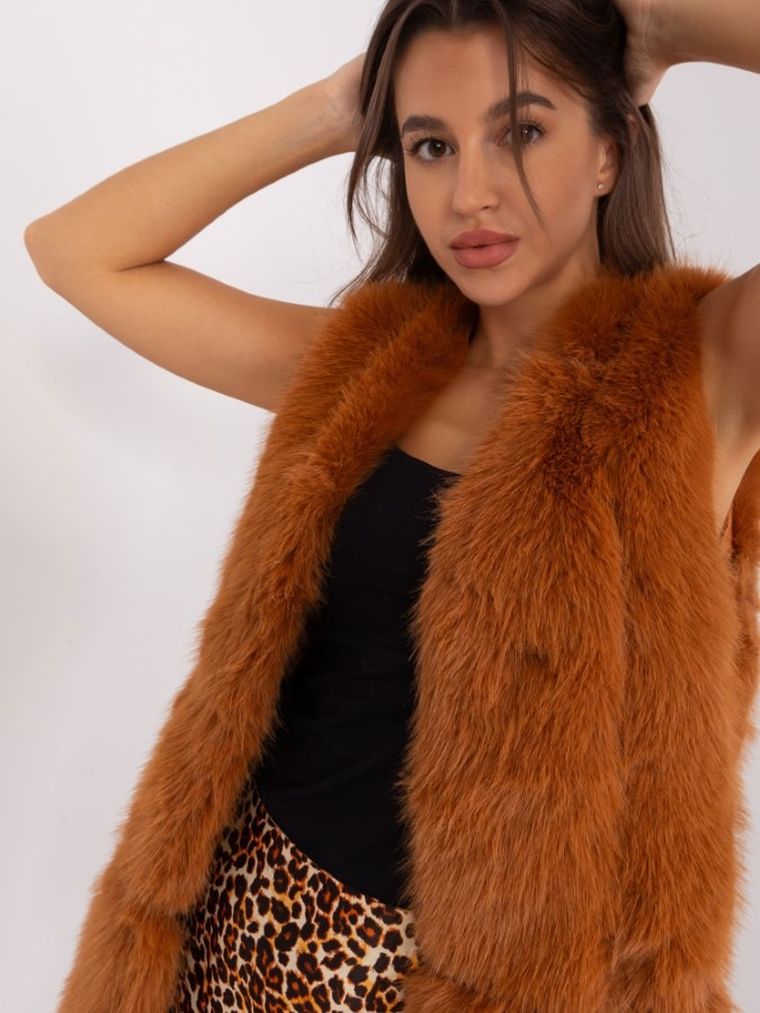 Kamizelka damska, brązowa, Italy Moda