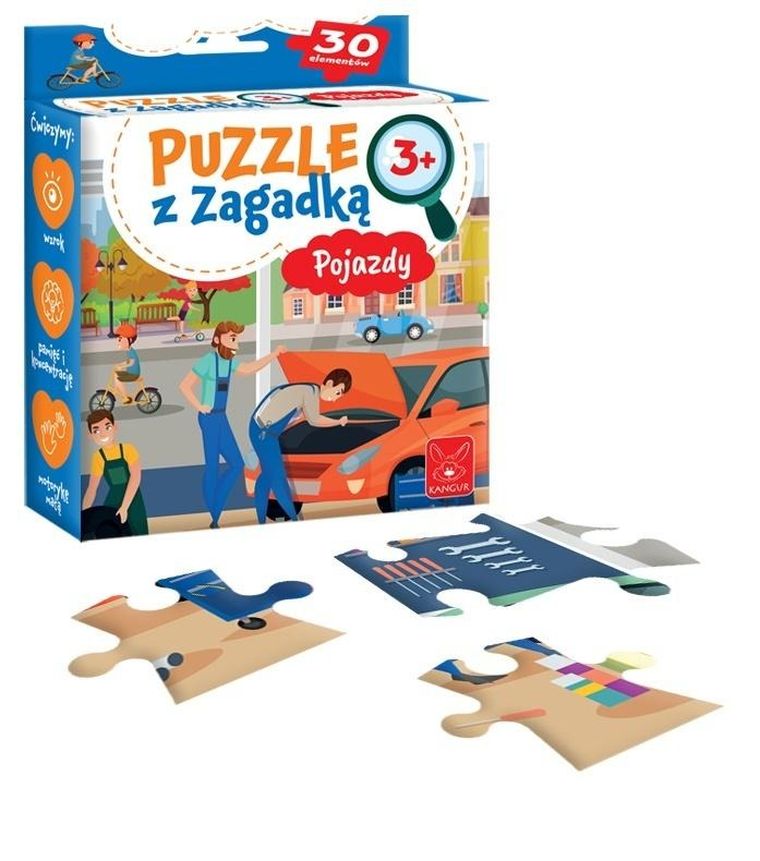Kangur, Pojazdy, puzzle z zagadką, 30 elementów