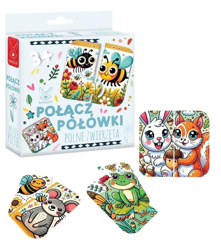 Kangur, Połącz połówki, Polne Zwierzęta, puzzle, 12 elementów