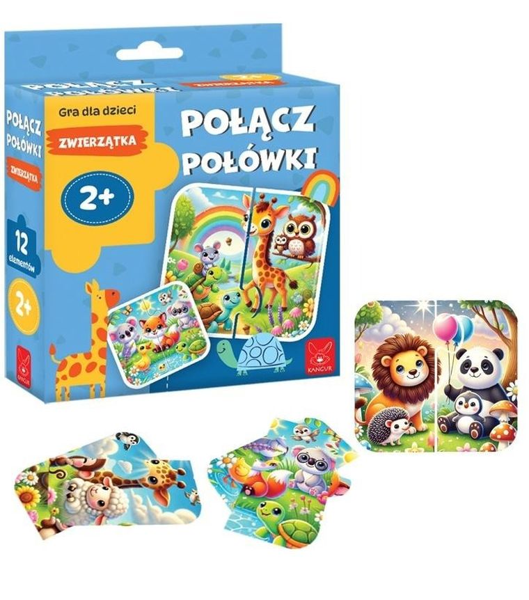 Kangur, Połącz połówki, Zwierzątka, puzzle, 12 elementów