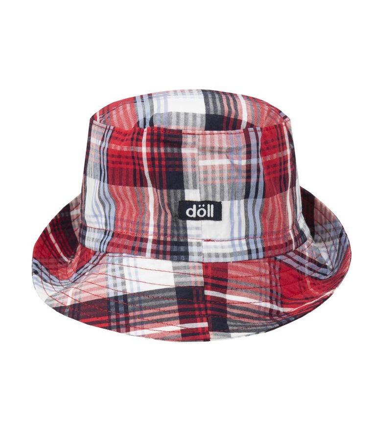 Kapelusz chłopięcy, czerwony, kratka, Döll