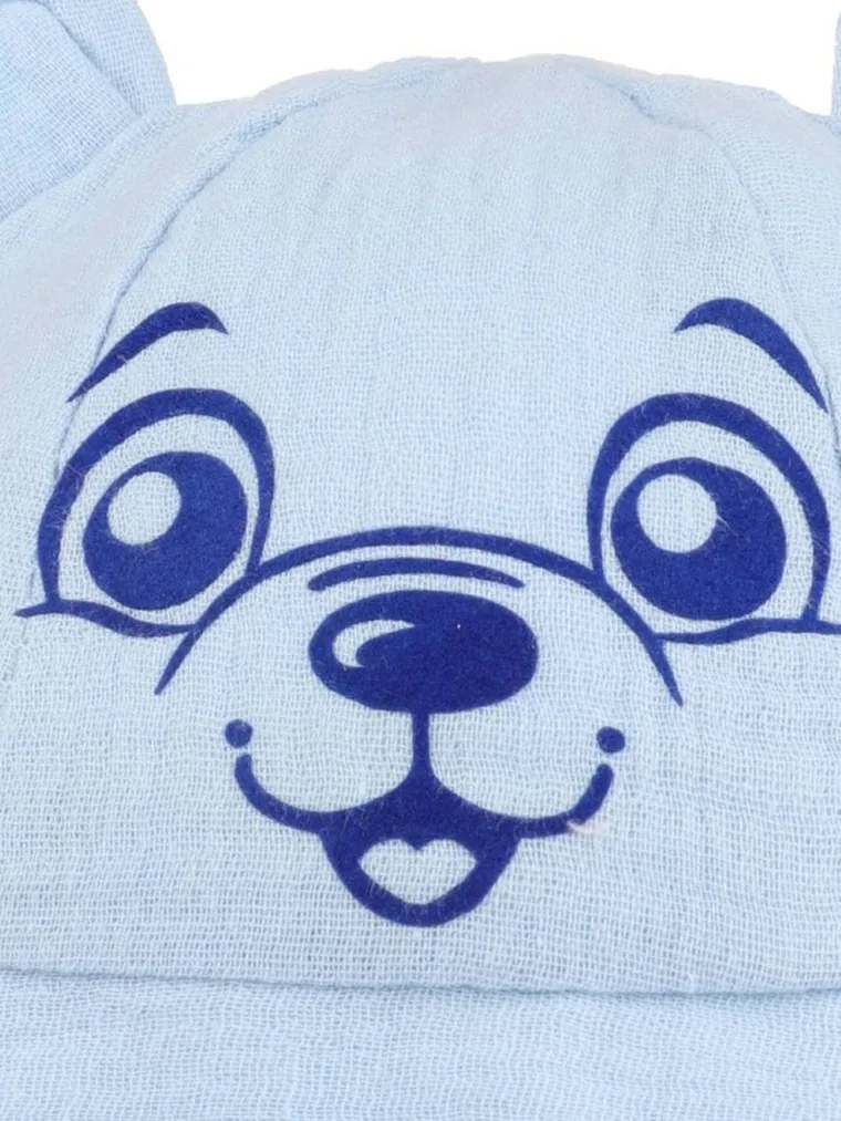 Kapelusz chłopięcy, wiązany, niebieski, Ambra