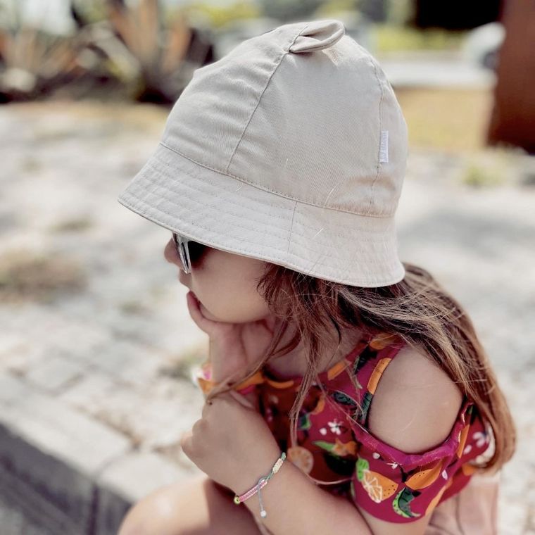 Kapelusz dziecięcy, wiązany, beżowy, Iltom