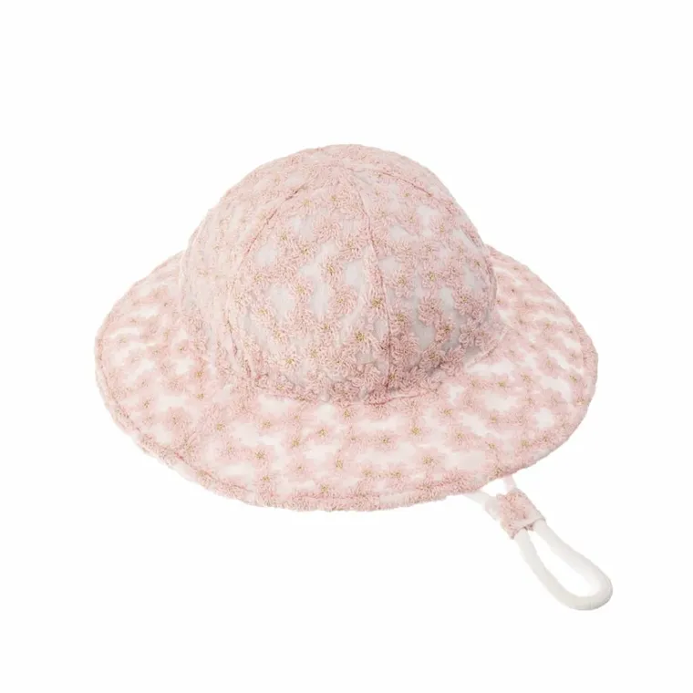 Kapelusz dziewczęcy, biało-różowy, Ambra
