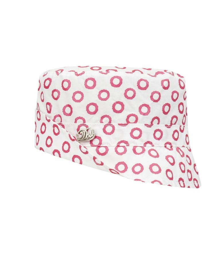 Kapelusz dziewczęcy, biały, różowe wzory, Döll