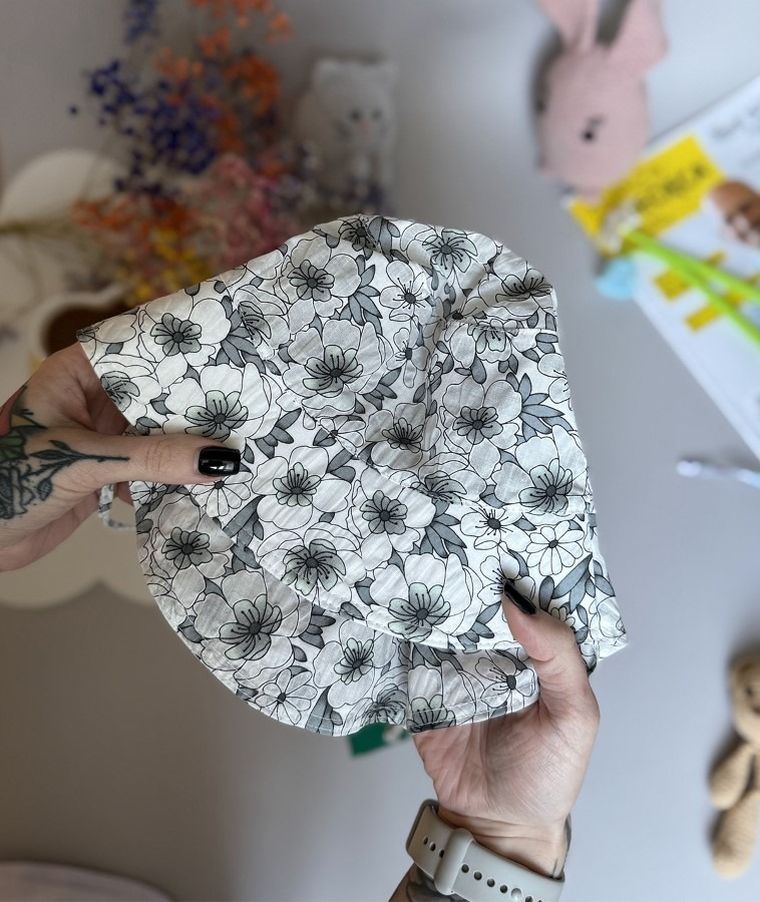 Kapelusz dziewczęcy safari, wiązany, szary, Iltom