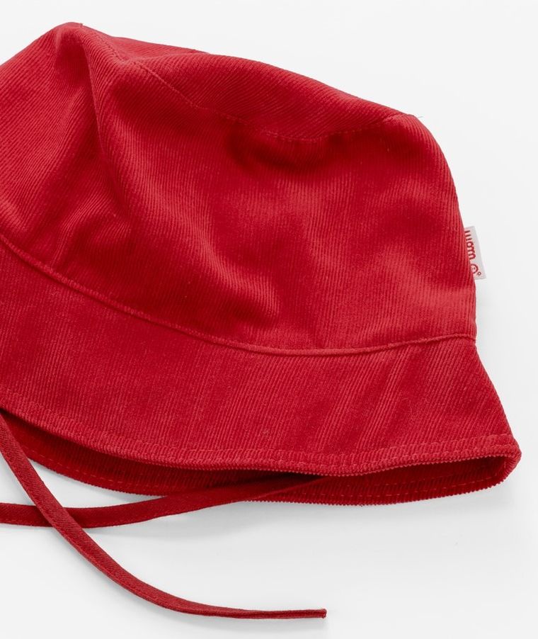 Kapelusz dziewczęcy, wiązany, sztruksowy, czerwony, Iltom