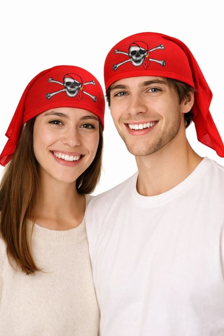 Kapelusz, pirat z chustą, czerwony