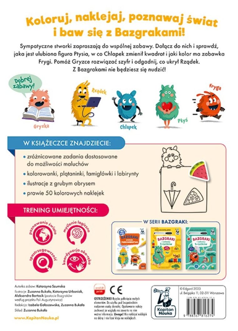Kapitan Nauka. Bazgraki poznają kształty i kolory. 2-3 lata