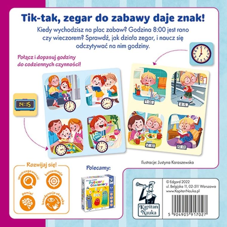 Kapitan Nauka. Gra w zegar. Która to godzina? gra edukacyjna