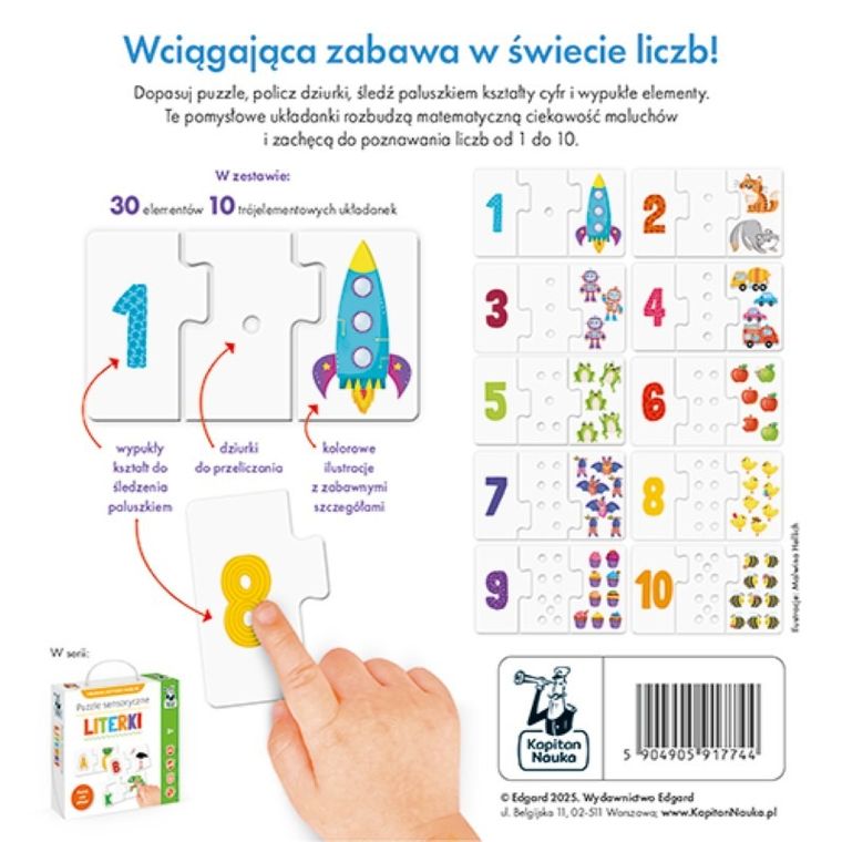 Kapitan Nauka. Puzzle sensoryczne. Cyferki