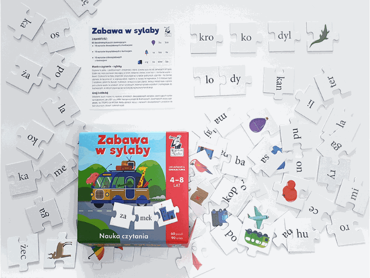 Kapitan Nauka. Zabawa w sylaby. Układanka edukacyjna 4-8 lat