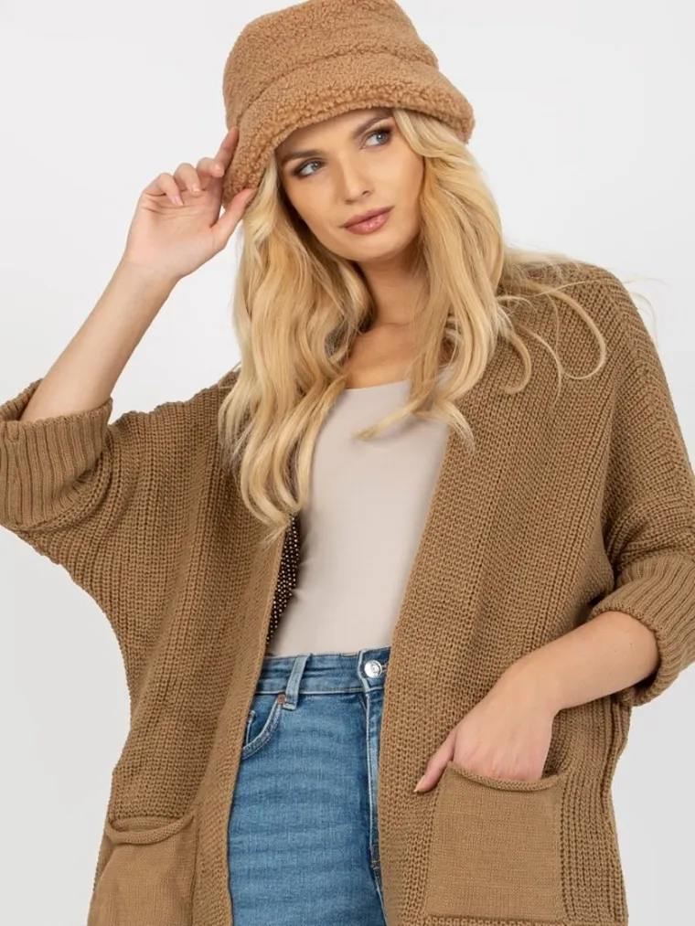 Kardigan damski, beżowy, Rue Paris