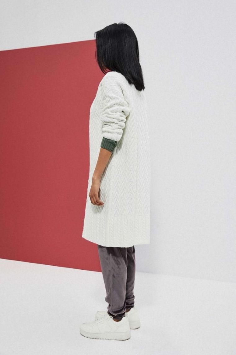 Kardigan damski, biały, Moodo