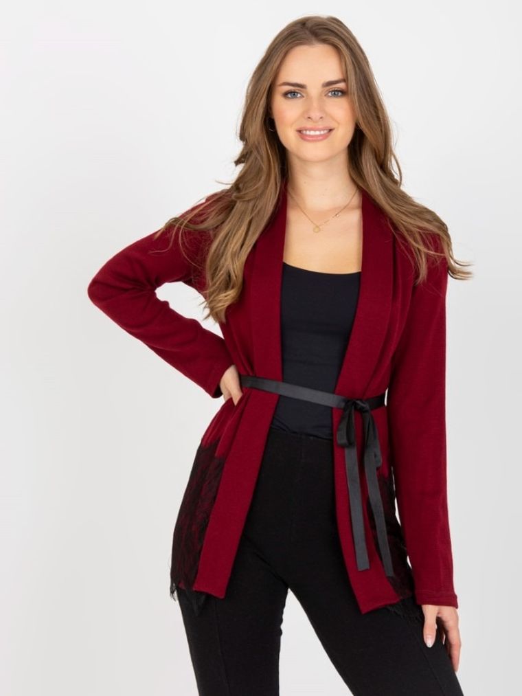 Kardigan damski, bordowy, Lakerta