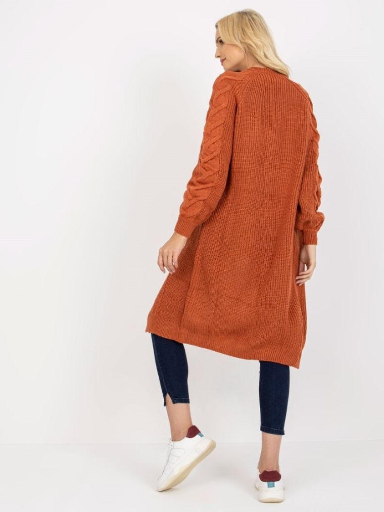 Kardigan damski, ceglany, Rue Paris