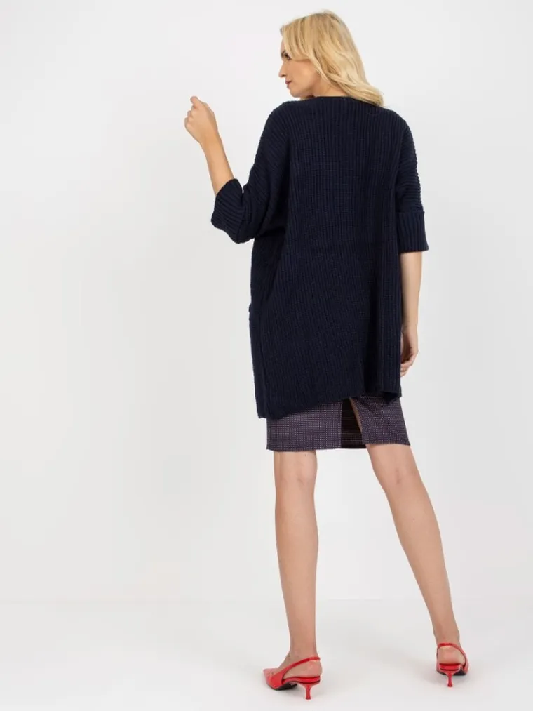 Kardigan damski, granatowy, Rue Paris