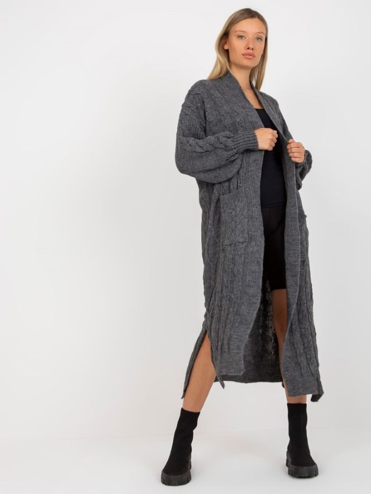 Kardigan damski, szary, Rue Paris