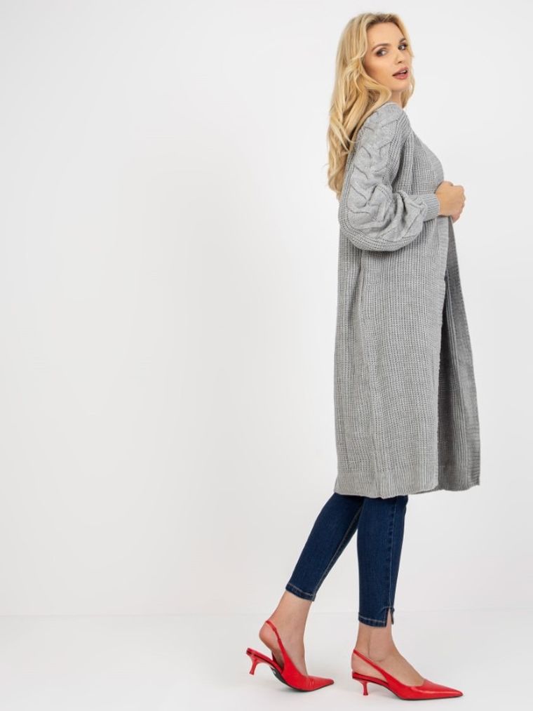 Kardigan damski, szary, Rue Paris