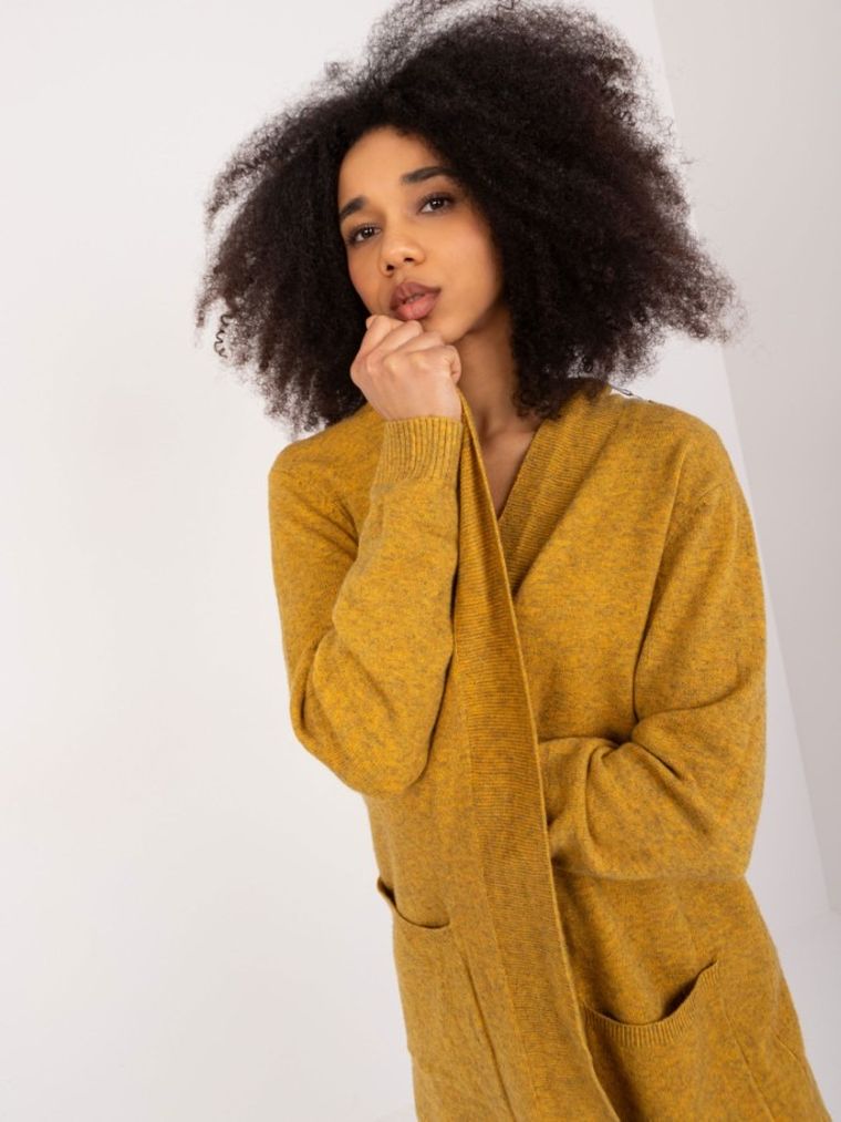 Kardigan damski, żółty, Factory Price