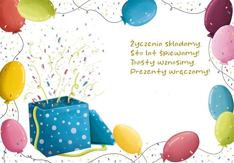 Karnet B6, prezent z balonami