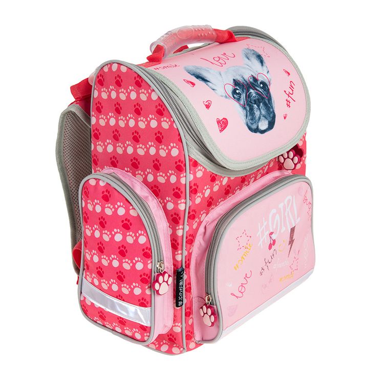 Kayokki, Buldog, tornister szkolny, plecak szkolny, różowy