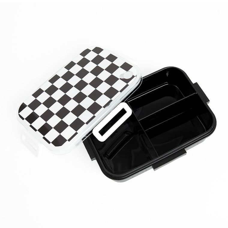 Kayokki, lunchbox dzielony, Szachownica, czarno-biała