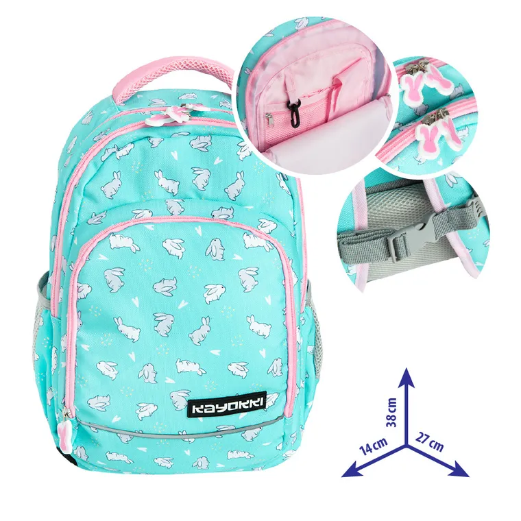 Kayokki, plecak szkolny, 2-komorowy, Króliczki