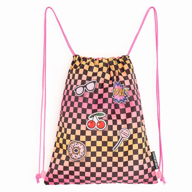 Kayokki, worek sportowy, Szachownica różowo-pomarańczowa