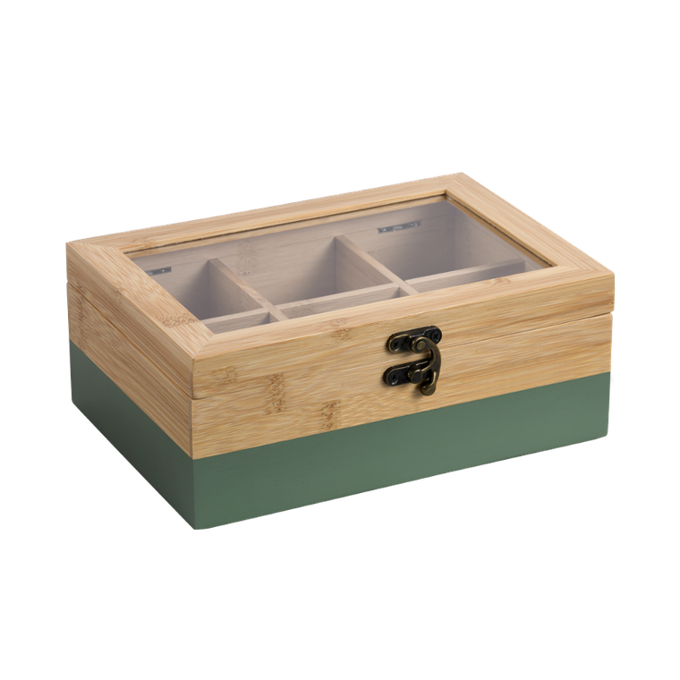 Kesper, bambusowa herbaciarka z 6 przegródkami, 21-15-8 cm