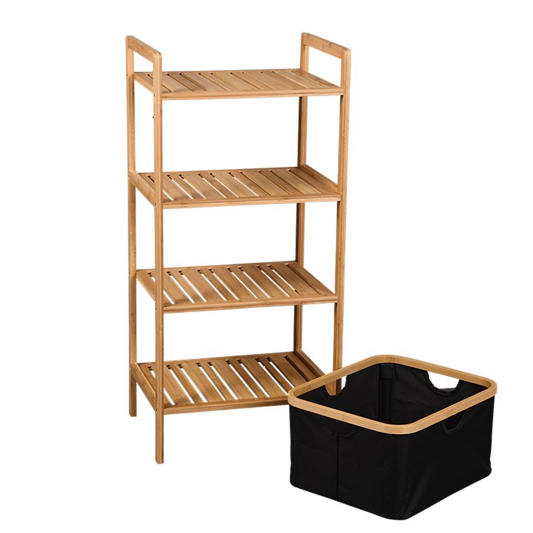 Kesper, bambusowy regał z wyciąganym koszem, 93.5 cm