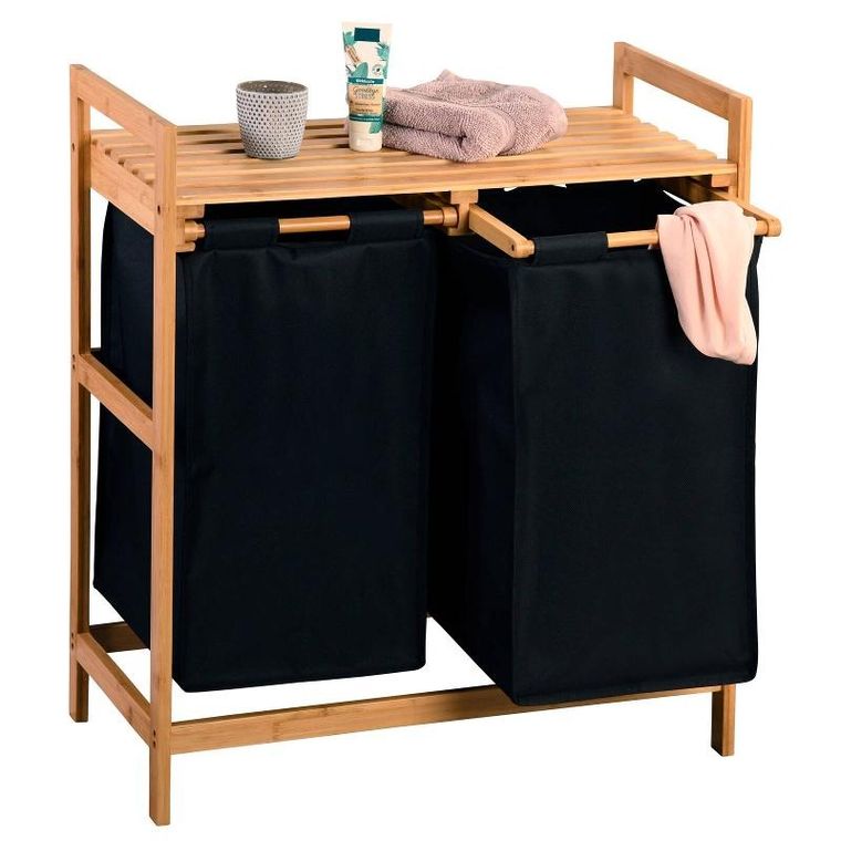 Kesper, kosz na pranie, bambusowy, dwukomorowy, 64-73 cm