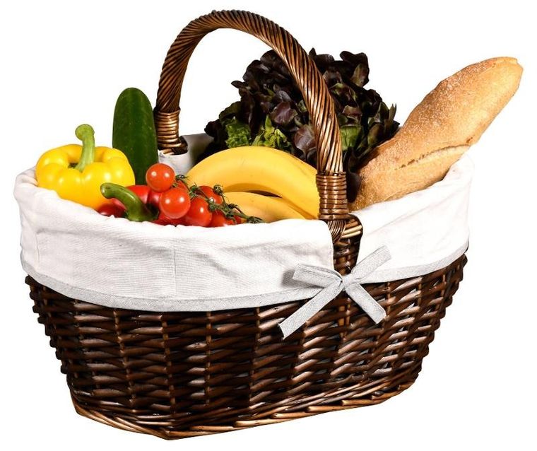 Kesper, pleciony kosz piknikowy z materiałową wyściółką, 45-34 cm