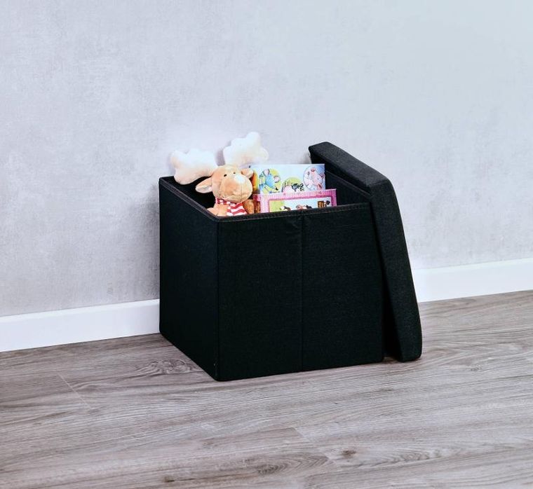 Kesper, pufa ze schowkiem, imitacja lnu, 38-38 cm