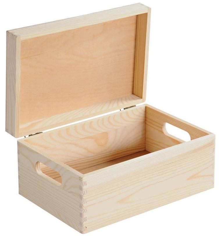 Kesper, skrzynka drewniana z uchwytami i pokrywą, 29-19 cm