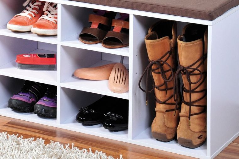 Kesper, szafka na buty do przedpokoju, biała komoda z siedziskiem